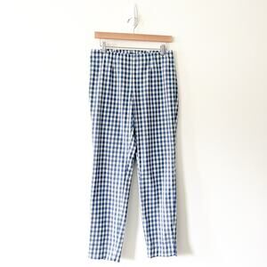RTW Charleston Blue and White Gingham Italian Cotton Elastane Pull On Pants, 44